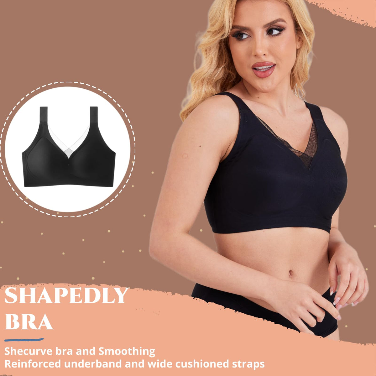 linliasor Minimizer Bra Posture Bras for Women Smoothing Shapedly Bra (Black,38DD)