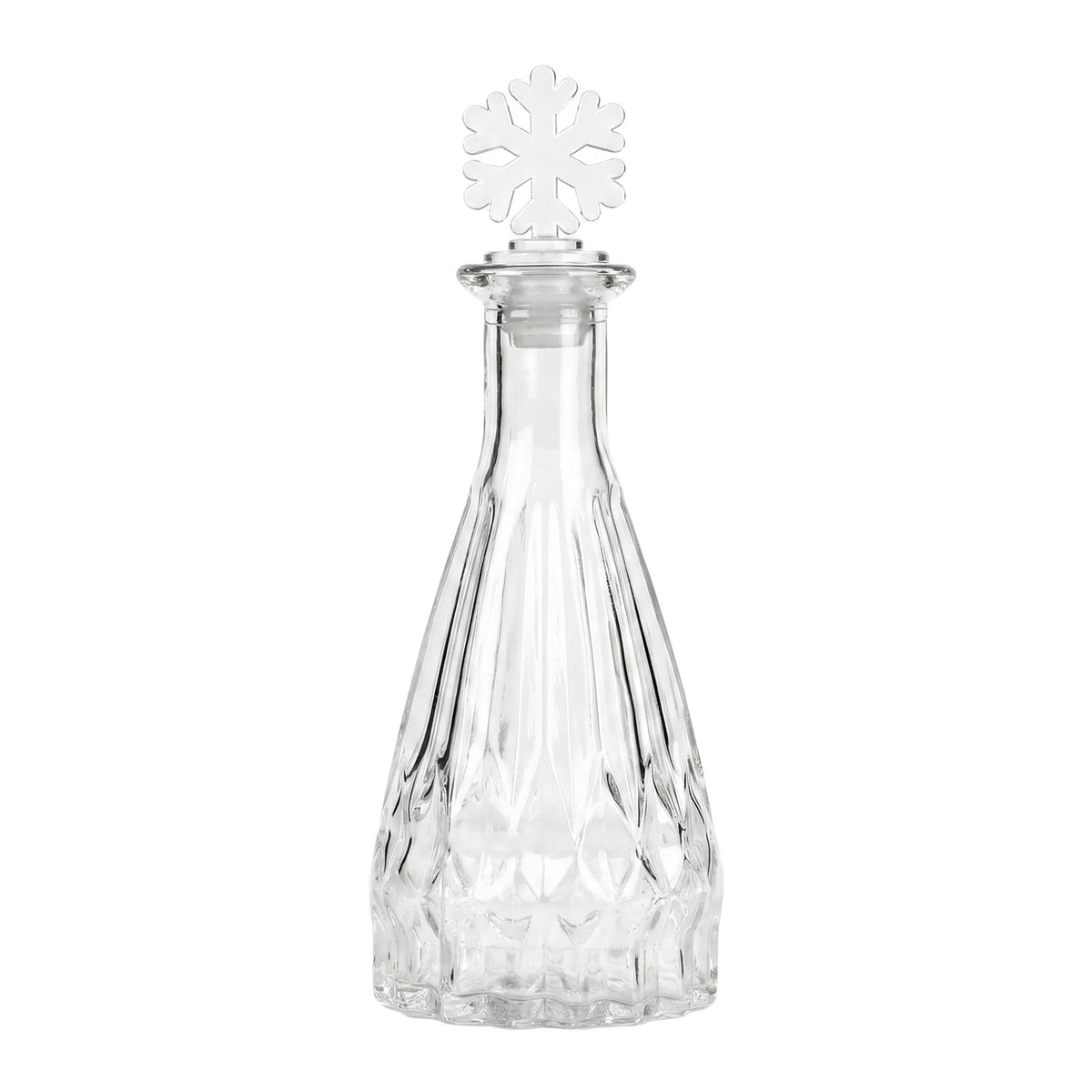 HMETOL 2pcs-Decorative Glass Jars with Ornate Glass Stoppers, Elegant Home Decor, Essential Oil Vials 2.8" L x 2.8" W x 7.5" H Snowflake Shaped Snap Cover