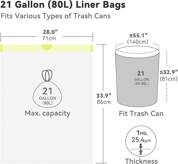Ninestars Extra Strong White Trash Bags