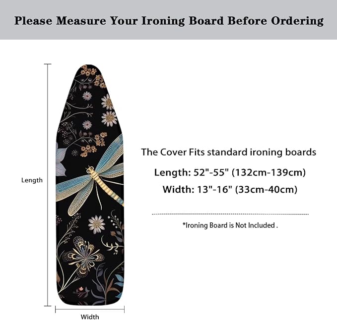 Boho Dragonfly Iron Board Pad, Elastic Edge Ironing Board Cover, Full Size