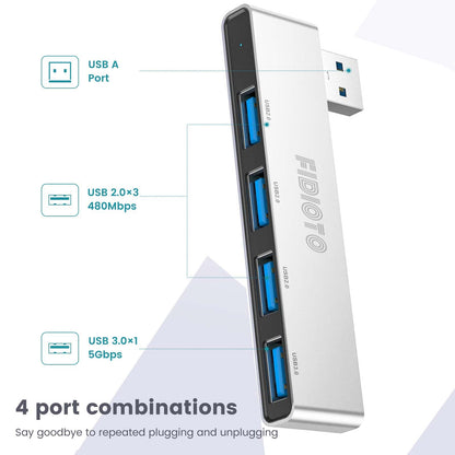 Fidioto USB Hub, 4-Port USB Splitter(1 * 3.0 Hub, 3 * 2.0 Hub) USB Splitter USB Expander for Laptop,Windows PC,Mac,Printer,Flash Drive,Mobile HDD, Notebook PC