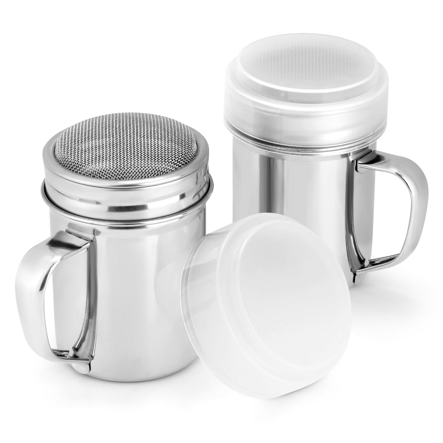 Accmor 7oz Powdered Sugar Shaker Duster Set, Flour Sifter Cinnamon Shaker Stainless Steel Fine Mesh Dredges Shakers for Cinnamon Flour Salt Pepper Baking
