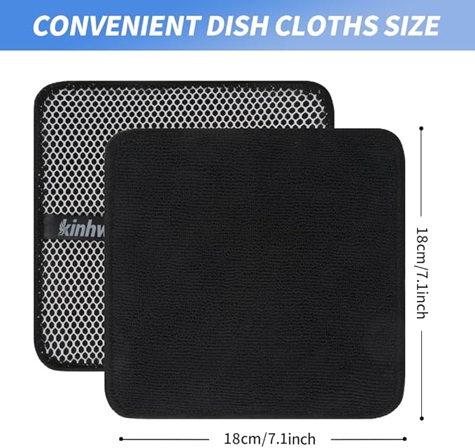 KinHwa Kitchen Washcloths for Dishes Absorbent Microfiber Dish Cloths Quick Dry