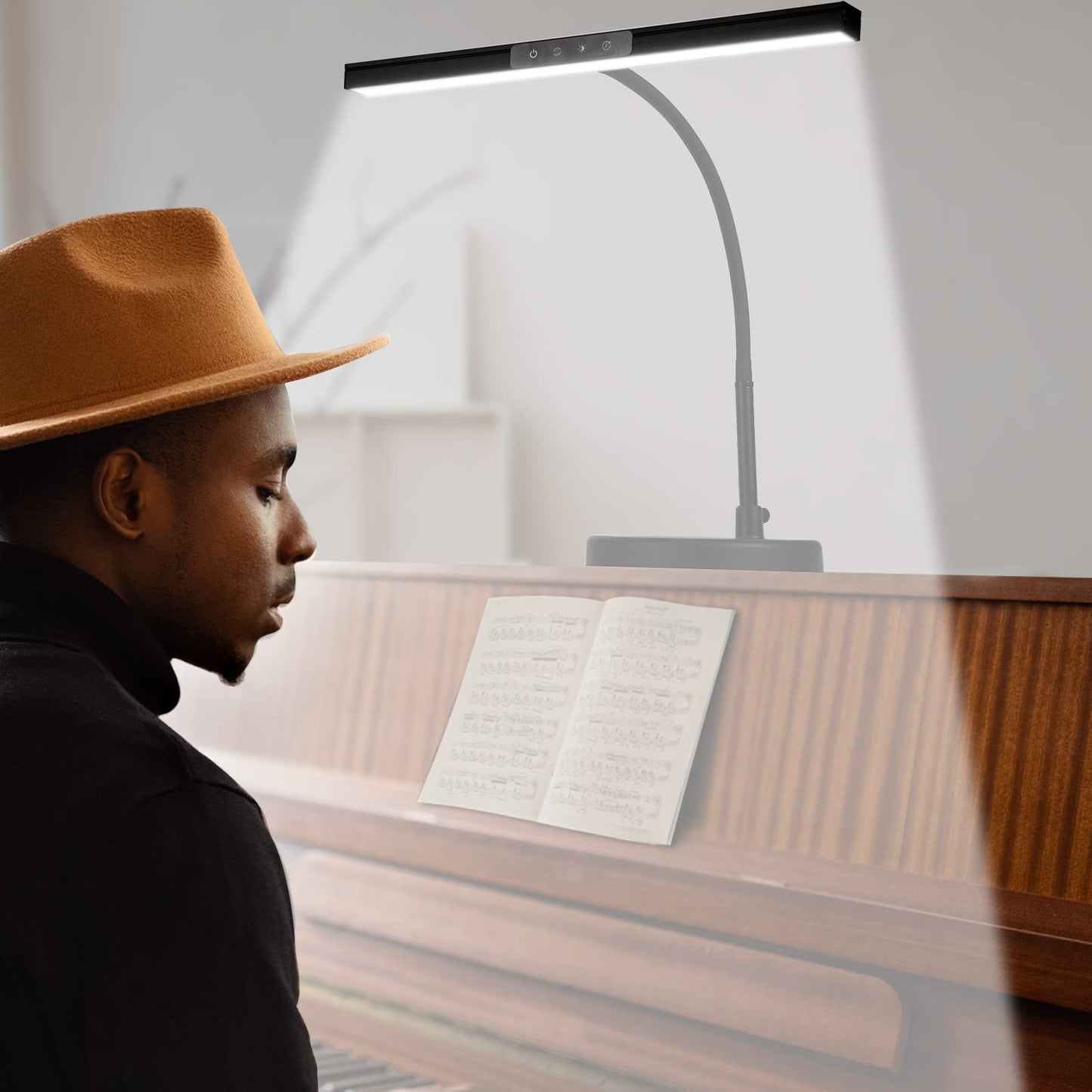 CIVHOM Piano Light for Grand/Upright & Digital Pianos, Piano Lamp with 3 Color Modes for Stand Pianos, Adjustable Height and Direction, Auto-Off Timer, Music Stand Light, Desk Lamp, Table Light