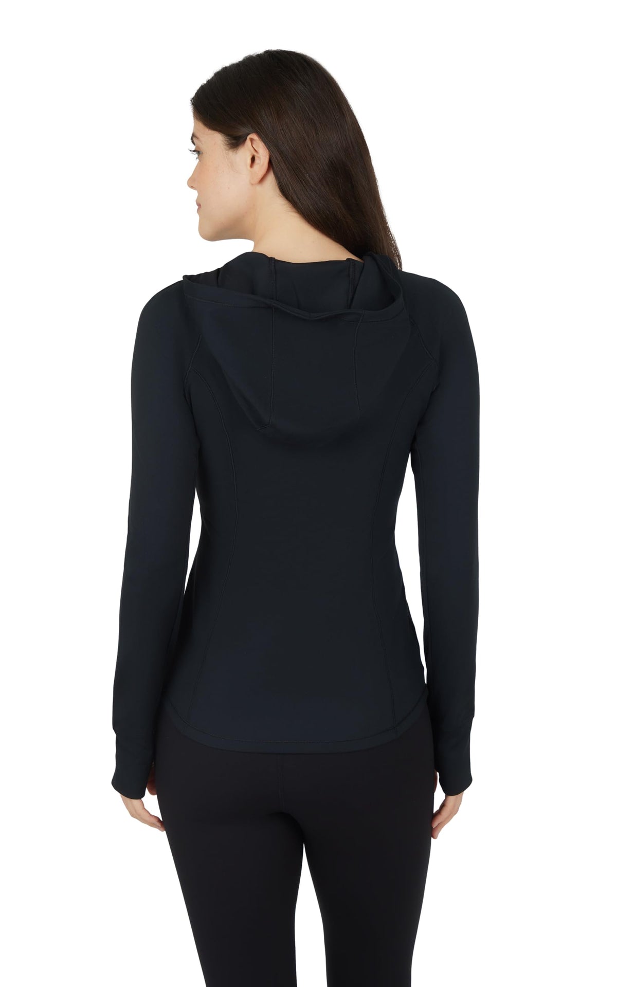 Yogalicious Full-Zip Lightweight Hooded Running Workout Yoga Lux Jacket With Pockets - Black - Large