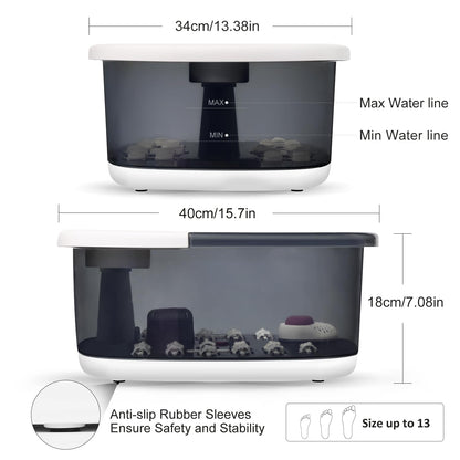 Foot Spa Bath Massager with Heat Bubbles and Vibration Massage and Jets, 16 OZ Calming Lavender Foot Soak Epsom Salt, MoodRelish Foot Soaker with Red Light, 22 Massage Rollers, Adjustable Temp - Black