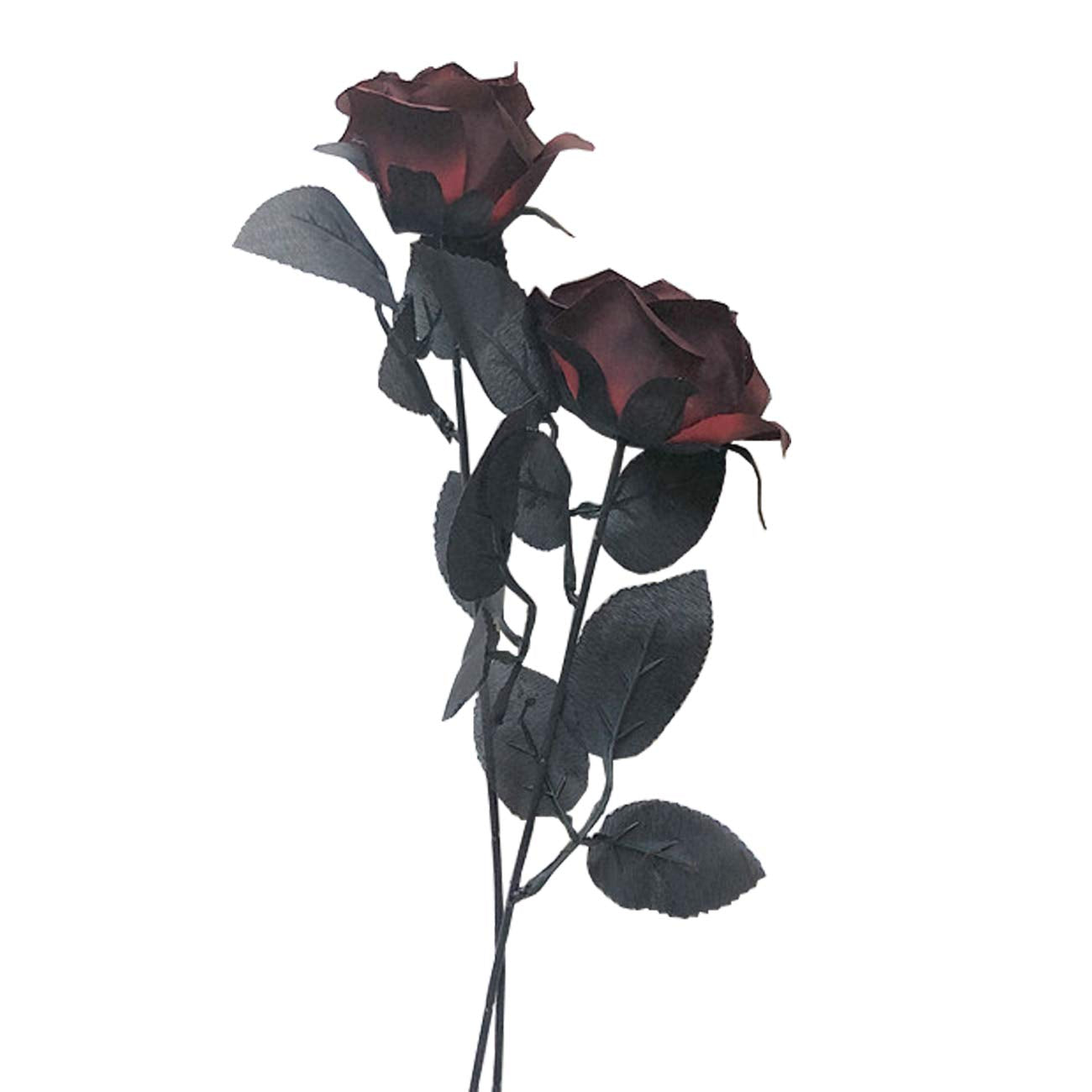 Tinsow 10 Pcs Artificial Roses Bouquet Faux Black Roses Bundles Fake Flowers Realistic Flowers Arrangements Halloween Decor (Maroon, 10)