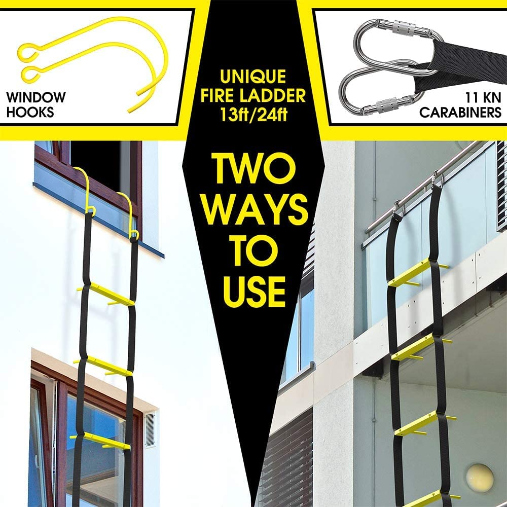 Emergency Ladder Suitable for Balcony & Windows and Emergency Escape Bag for Pets up to 100 Pounds - Rope 50ft Included