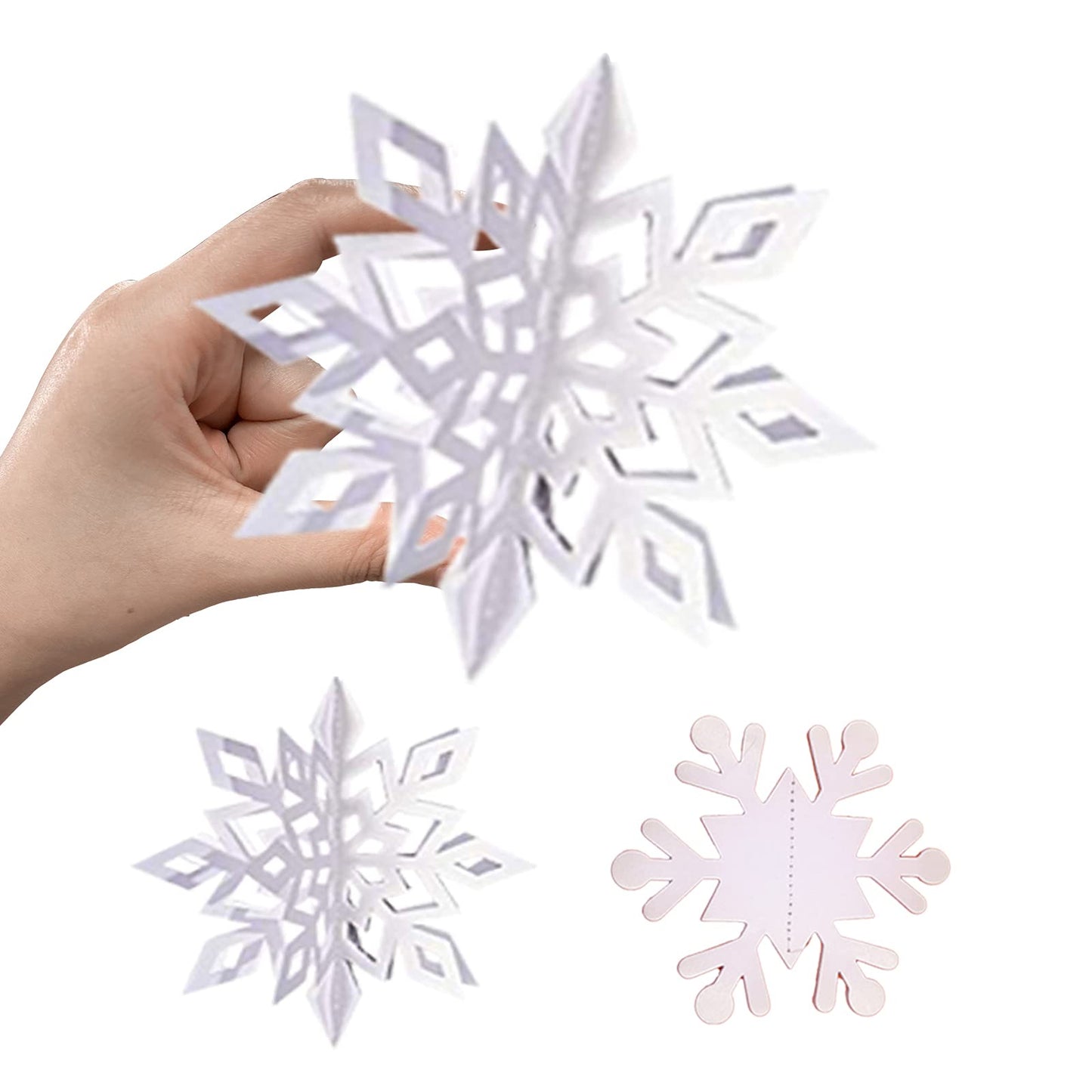 12PCS Winter Christmas Hanging Decorations - 3D White Paper Snowflake Garland with Snowflake Banner for Christmas Holiday Winter Wonderland Frozen Party Decorations