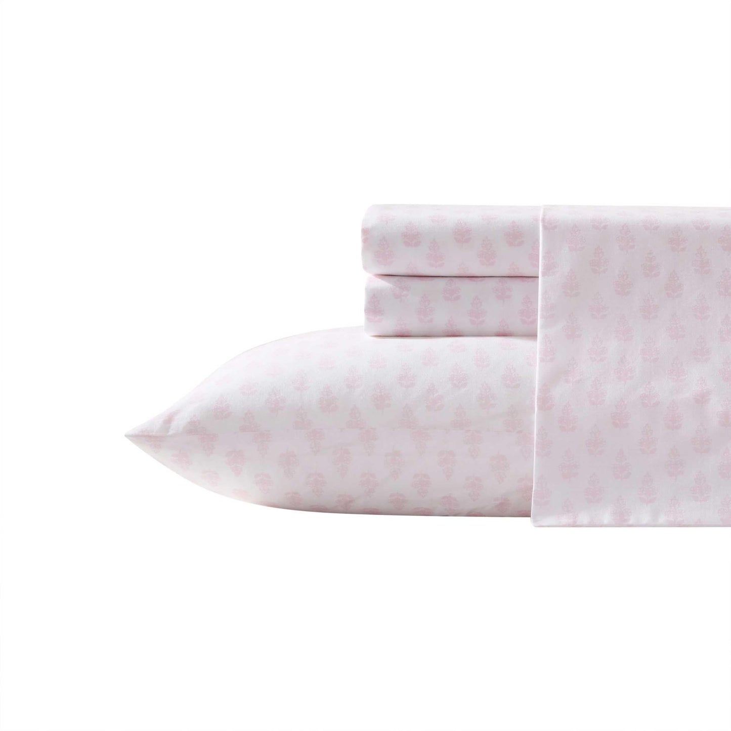 Laura Ashley - King Sheets, Lightweight & Breathable Cotton Percale Bedding Set with Matching Sham(s), Oeko-Tex Certified (Francesca Pink, King)