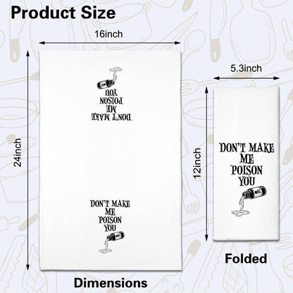 ZBBFSCSB Don’t Make Me Poison You Kitchen Towels 2 Pack, Funny Halloween Horror Kitchen Decor, Baking Flour Sack Dish Towels Gifts for Women Mom Hostess, New Home Sarcastic Gifts for Neighbor Friend