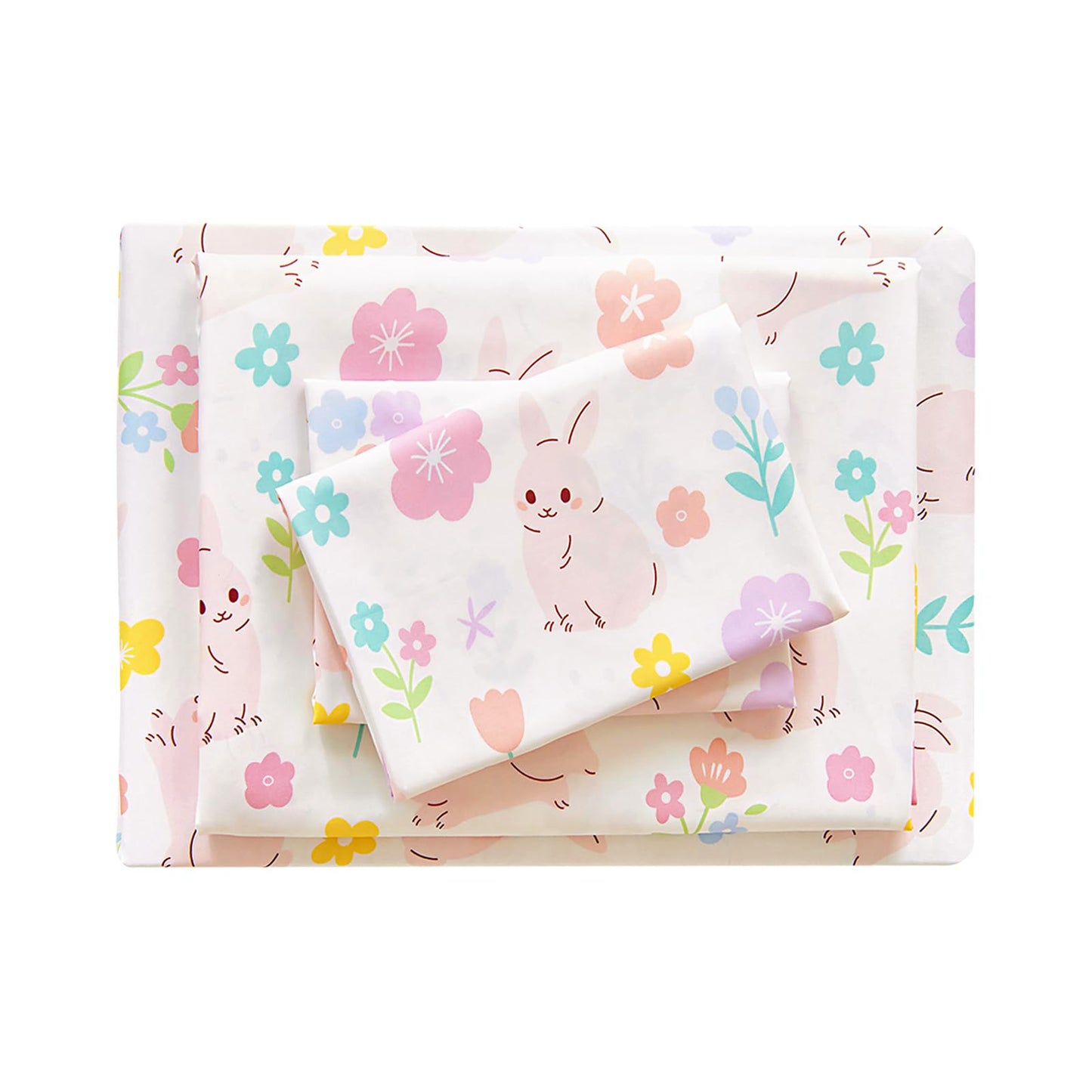 MCO Twin Sheets Set Kids, Soft Microfiber Bed Sheet Set for Boys Girls, 3 Pieces Breathable Twin Sheets Rabbit