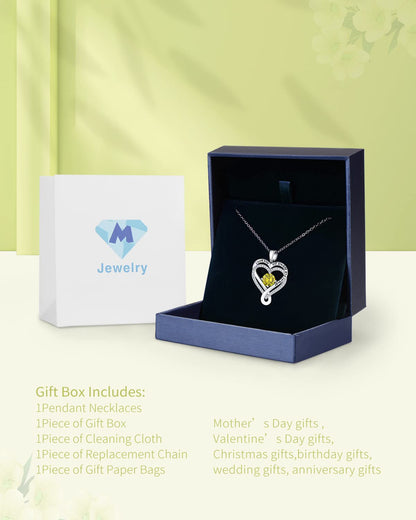 Jewelry for Women Wife Infinity Heart Birthstone I Love You Necklace S925 Anniversary Women Necklaces for Her Wife Birthday Gift Ideas, Birthday Present for Girlfriend Mom Daughter Sterling Silver