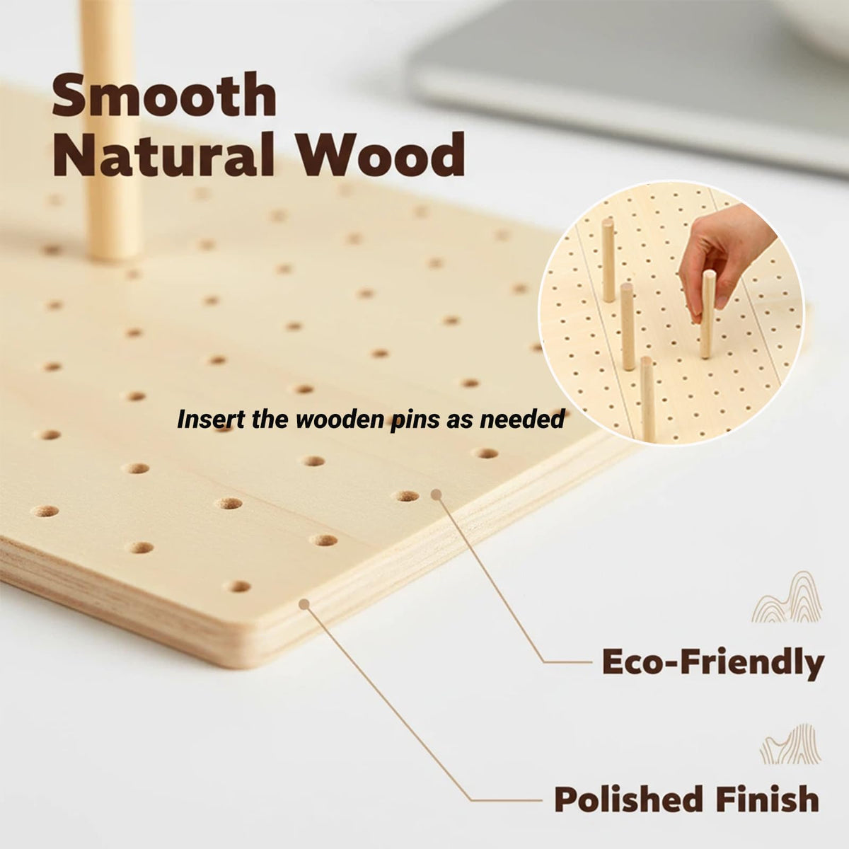 Wooden Pegboard Drawer Organizer for Kitchen - 3 Pack Adjustable Drawer Organizer with 24 Pegs Wooden, Drawer Organizer Kitchen Utensils, Wood Drawer Organizers for Kitchen Countertops & Deep Drawe