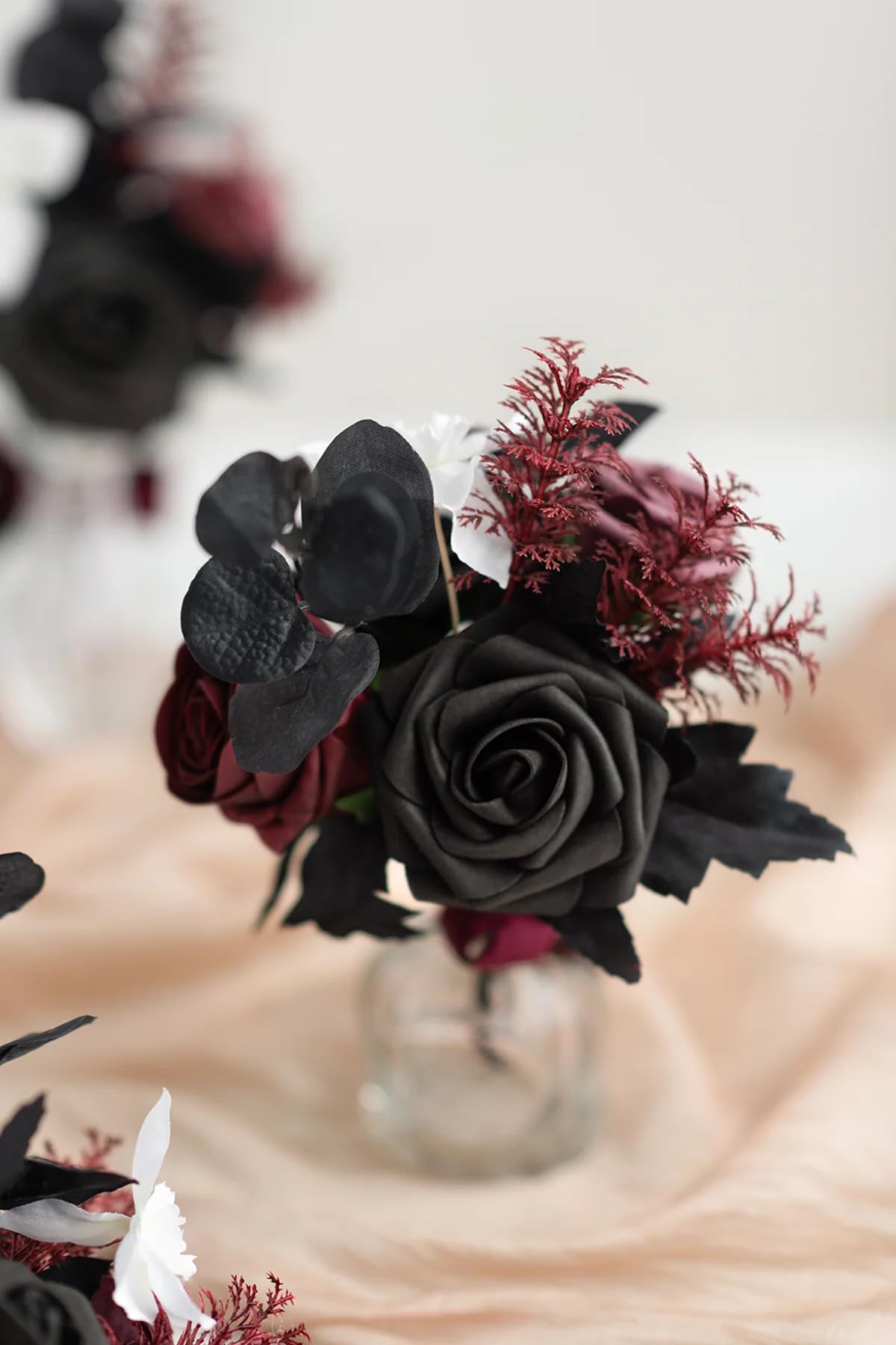 Ling's Moment Moody Burgundy & Black Artificial Flowers and Greenery Deluxe Combo Box Set, Goth Fake Flower for DIY Wedding Bridal Bouquet, Centerpieces Decor, Floral Arrangement Decor, etc.