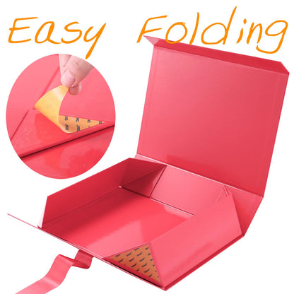 GREEN BEAN Large Gift Box with Lid for Presents 13x9.7x3.4 Inches, Red Magnetic with Ribbon Luxury Gift Box, Bridesmaid Proposal Box (Glossy Red)