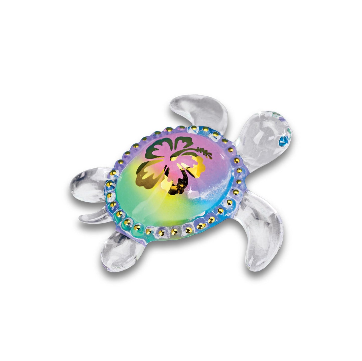 Glass Baron Island Pearl Sea Turtle Glass Figurine, Hand Blown & Sculpted with Austrian Crystal Accents, Collectible Ornament for Home Decor Table Centerpiece
