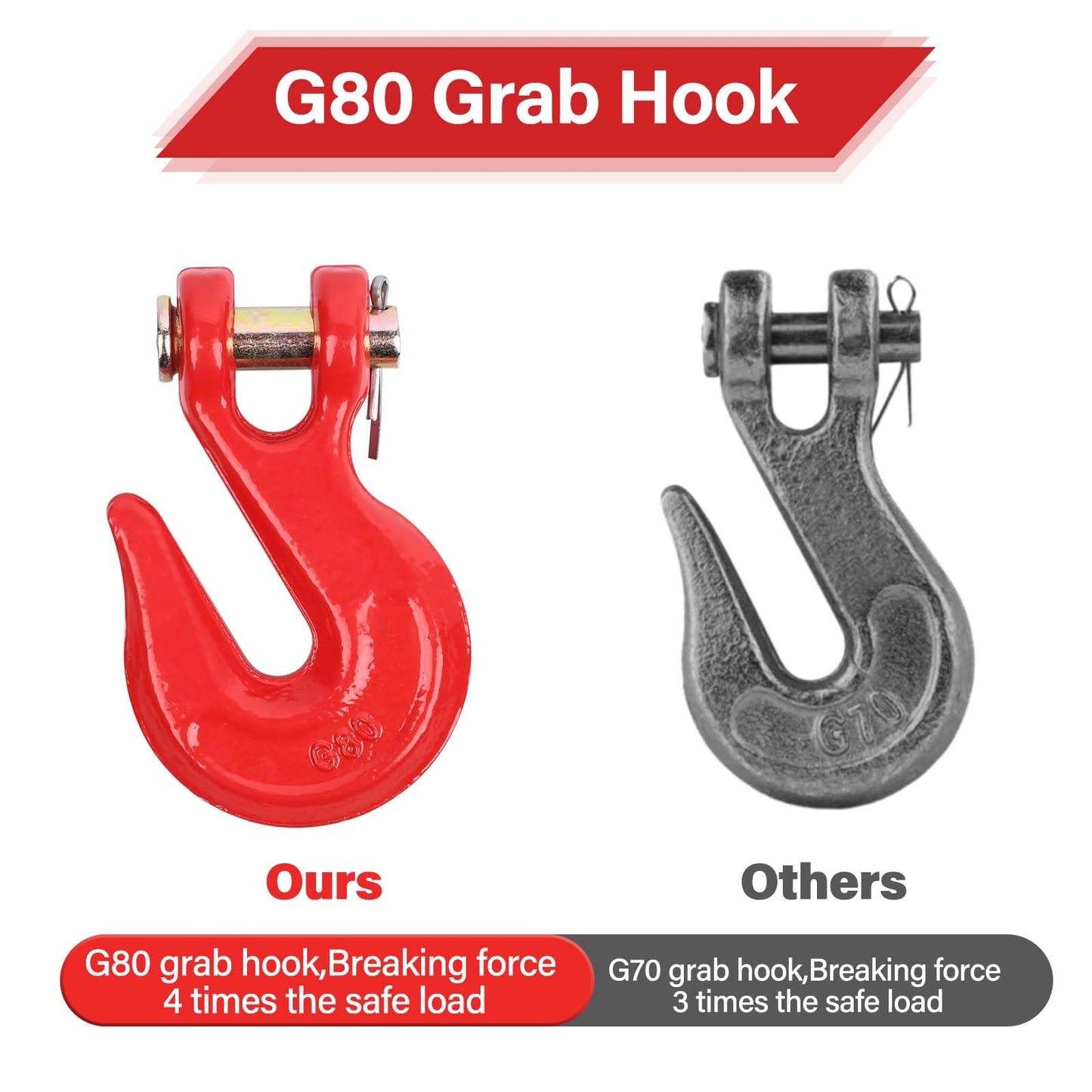 G80 5/16"(2PC*Chain and Binder Kit+4PC Hooks)