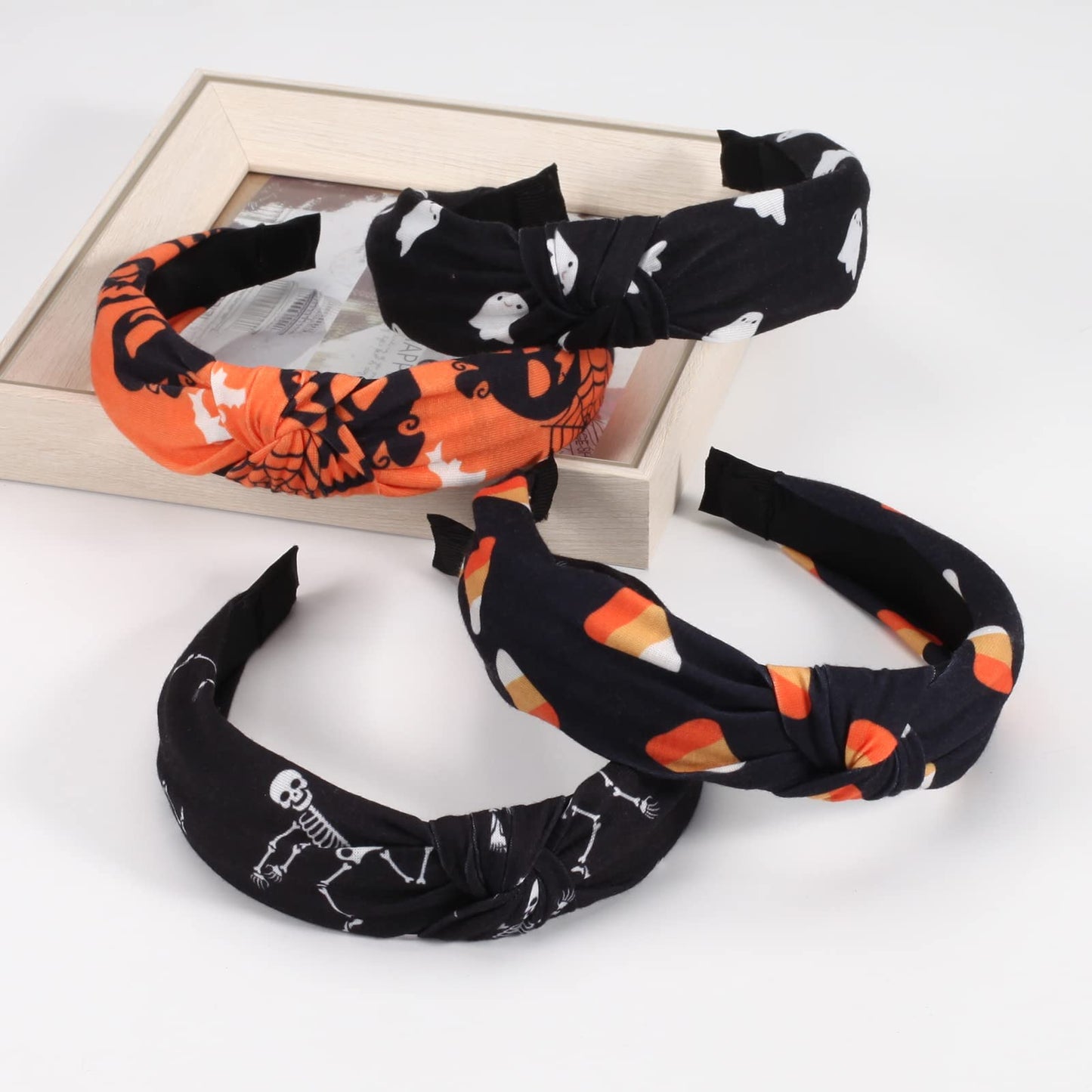 Budsmile 4 PCS Headbands for Women Girls Halloween Pumpkin Sugar Skeleton Skull Ghost Hairbands Gifts Makeup Hair Hoop