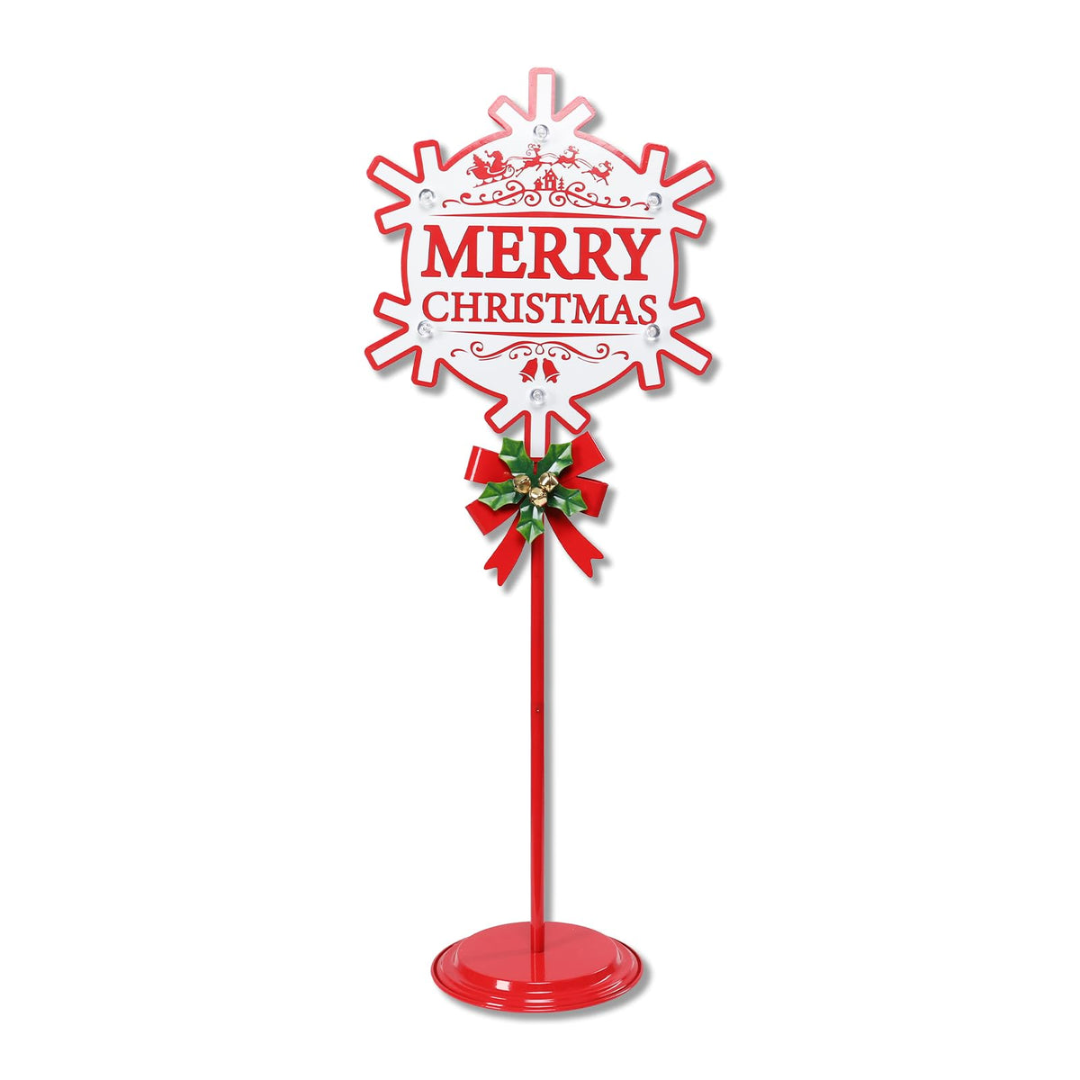 Merry Christmas Sign with LED Light Battery Operated with Timer Christmas Signs with Base Xmas Holiday Decorations Patio Lawn Yard Outdoor Display Decor