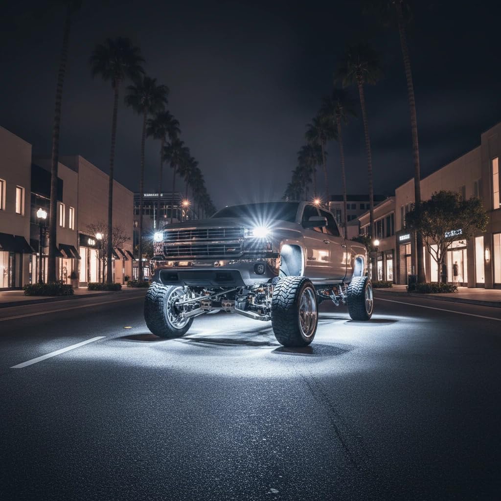 YONEDA 4 Pods White Rock Lights 6000K 3LED Bright LED Underglow Lights IP68 Waterproof for Trucks SUV UTV ATV RZR Car Boats Pickup Motorcycle