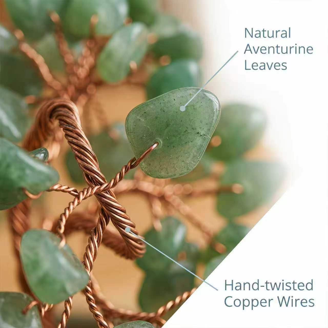 Green Aventurine Crystal Money Tree Bonsai for Entryway Wealth Corner Office Desk Store Front Decor