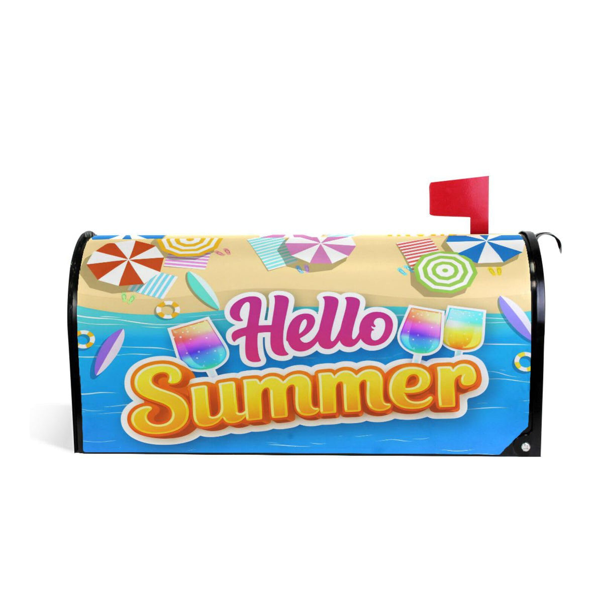 ALAZA Summer Time with Beach Magnetic Mailbox Cover MailWraps Garden Yard Home Decor for Outside Standard Size-18"x 20.8"