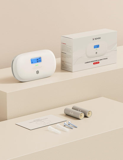 X-Sense Carbon Monoxide Detector, Replaceable Battery Powered CO Alarm with Digital Display, Portable Carbon Monoxide Alarm for Home with CO Peak Value Memory, XC0C-SR, 1-Pack