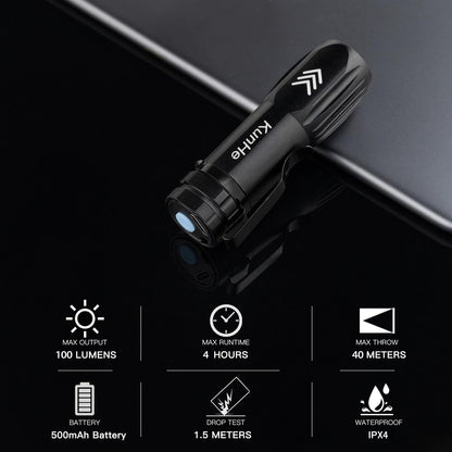 KunHe 10 Pack Small Rechargeable Flashlight Mini LED Flashlight Bright Clip-On Light EDC Flash Light with Side COB Light for Camping Home Emergency