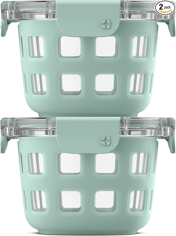 Ello Duraglass 2-Pack 2 Cup Reusable Glass Container Jar