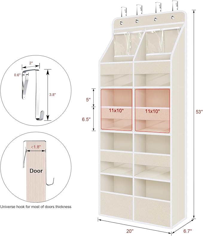 Univivi 5-Shelf Fabric Door Storage Over Door Hanging Organizer
