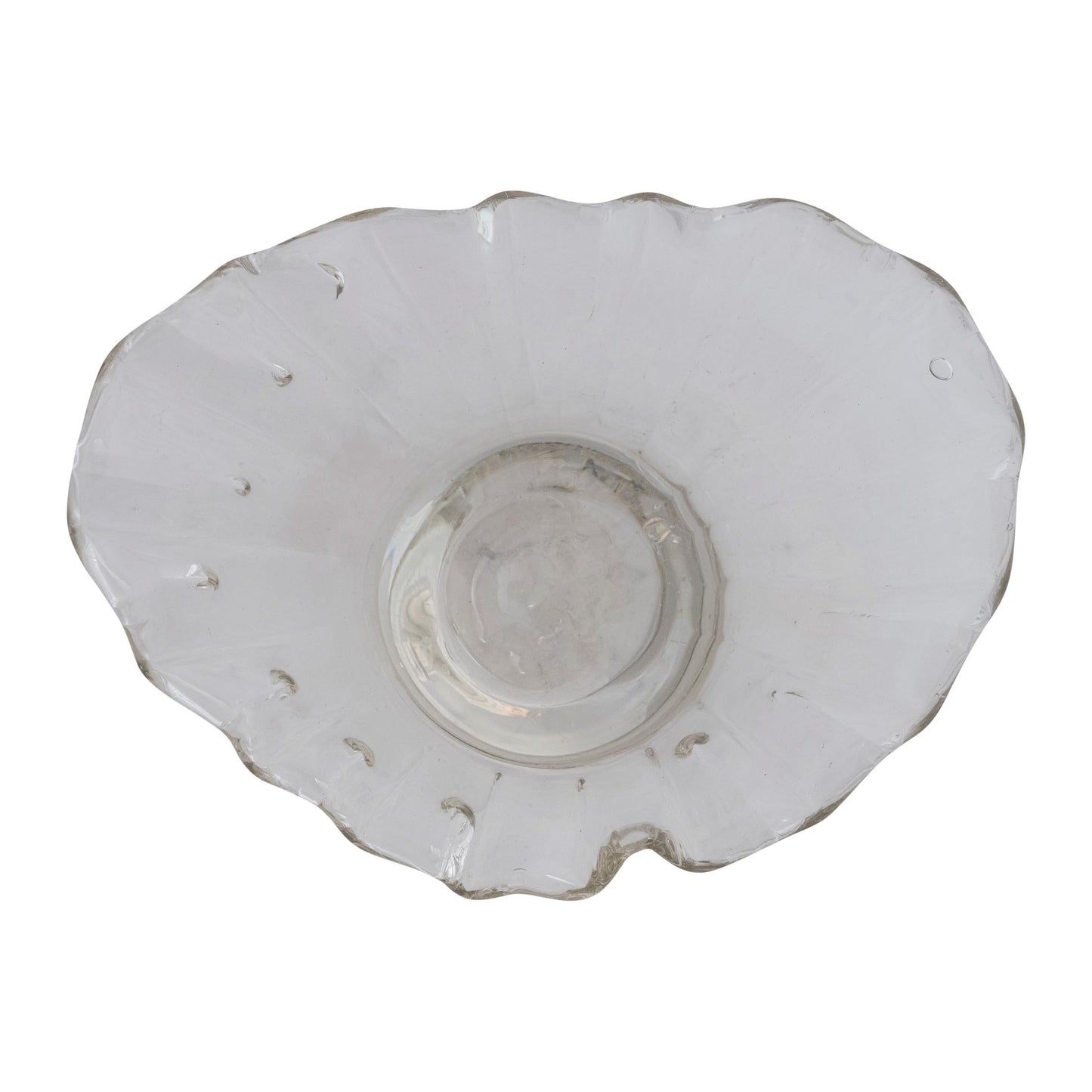 Creative Co-Op Hand-Blown Glass Pleated Organic Shaped Bowl, Clear
