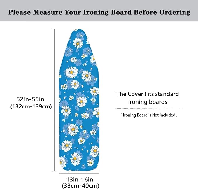 Blue Daisy Ironing Covers and Elasticized Edge Ironing Board Covers Protective