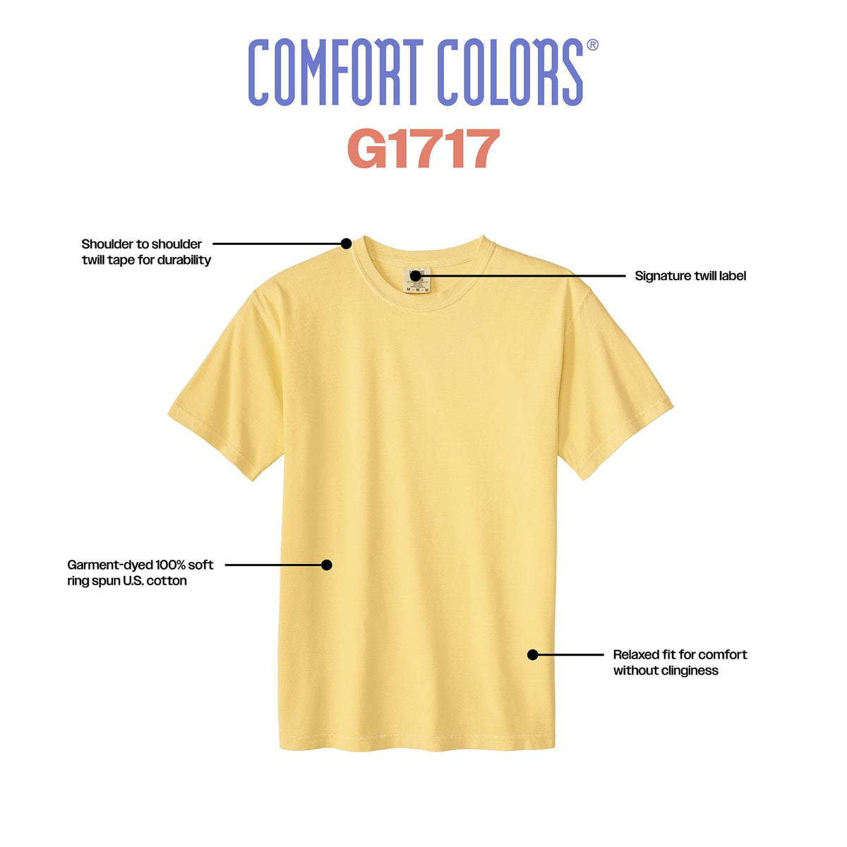 Comfort Colors Adult Heavyweight Short Sleeve Tee, Style G1717/G1745, Ivory (2-Pack), X-Large