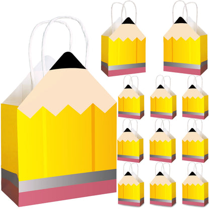 27pcs Back to School Teacher Gifts – Pencil Shaped Paper Bags Bulk, Welcome Candy Treat Boxes for Students, Classroom Party Decorations, Teacher Appreciation Week