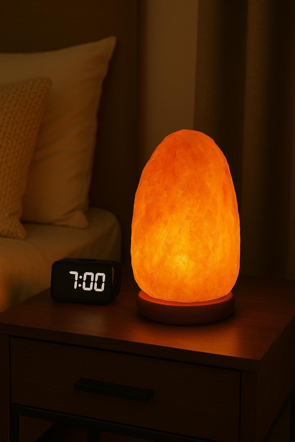 Needs&Gifts Himalayan Salt Lamp with Dimmer Cord and 2 Bulbs, Natural Crystal Rock Lamp for Relaxing Warm Light, Handcrafted from Himalayan Pink Salt