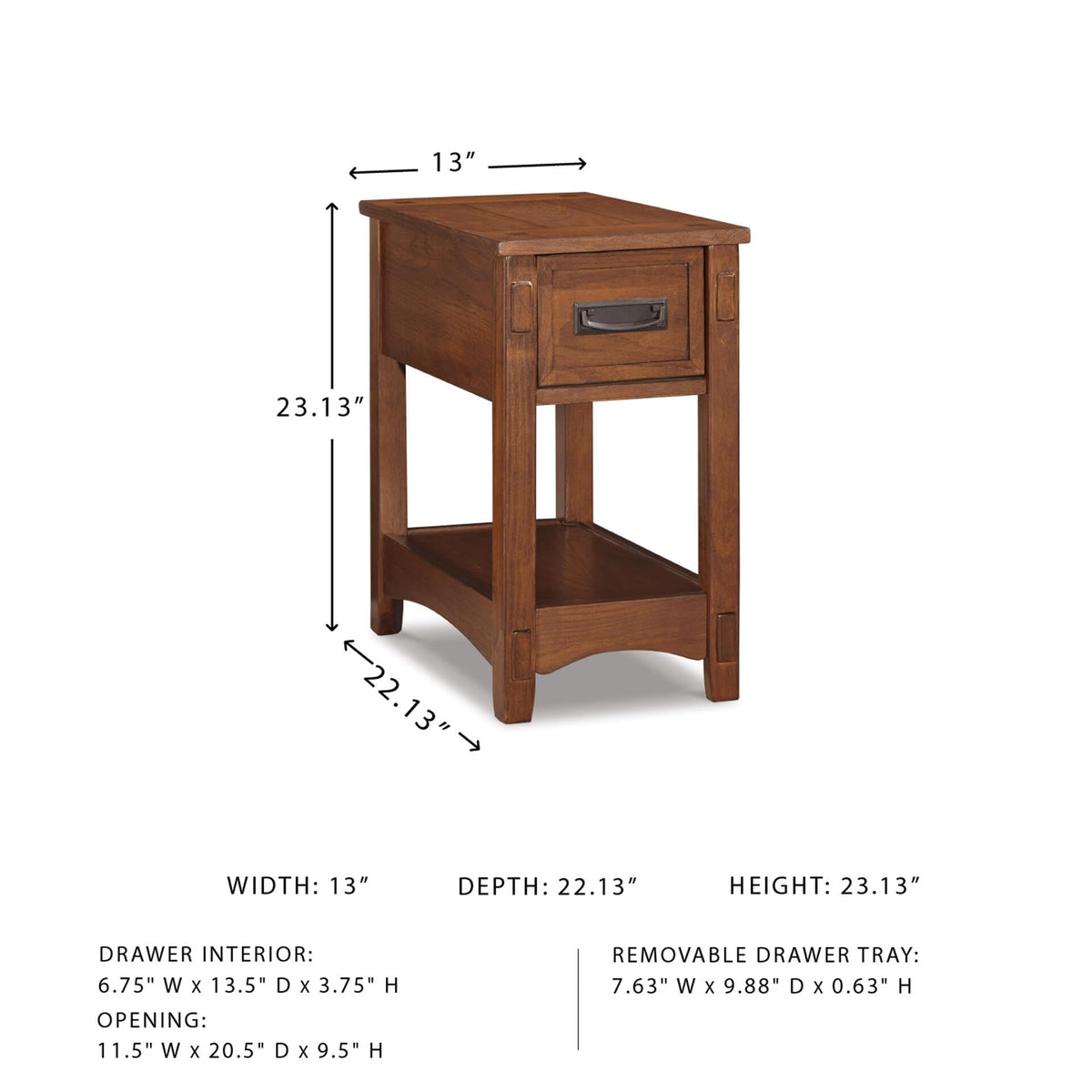 Signature Design by Ashley Breegin End Table With Drawer and Shelf, Mission-Style, Veneers and Wood Construction for Living Rooms and Bedrooms, 13' x 22'