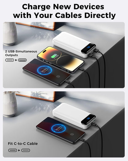 Portable Charger Power Bank 40000mAh Powerbank PD 30W and QC 4.0 Fast Charging External Battery Pack with USB-C LED 3 Outputs & 2 Inputs Portable Charging for iPhone 15 14 13 pro, Samsung