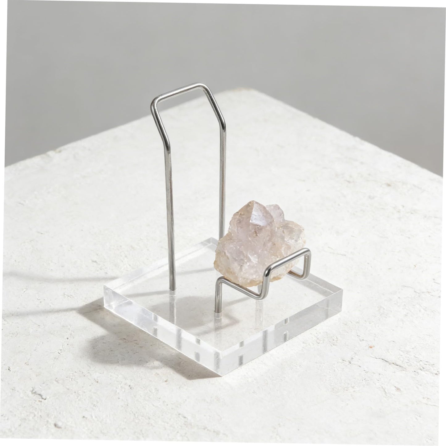 Sosoport Acrylic Crystal Mineral Display Shelf Large Acrylic Display Rack with Silver Iron Frame for Retail Store Office Party Decoration