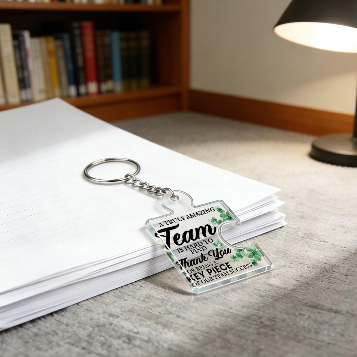 DRMNPKT Set of 6 Team Thank You Appreciation Gifts Bulk for Coworkers Employees Staff Teachers Colleagues Coach, Best Team Ever Gifts Inspirational Teamwork Acrylic Puzzle Piece Keychains, Multicolor