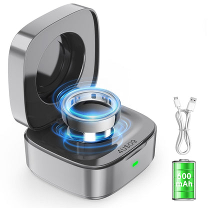 Wireless Charging Case Compatible with Oura Ring Gen 4 Charger Size 8, 600mAh Portable Travel Charging Box with USB-C Cable & Indicator Light, Essential for Smart Oura Ring 4 Users,Grey
