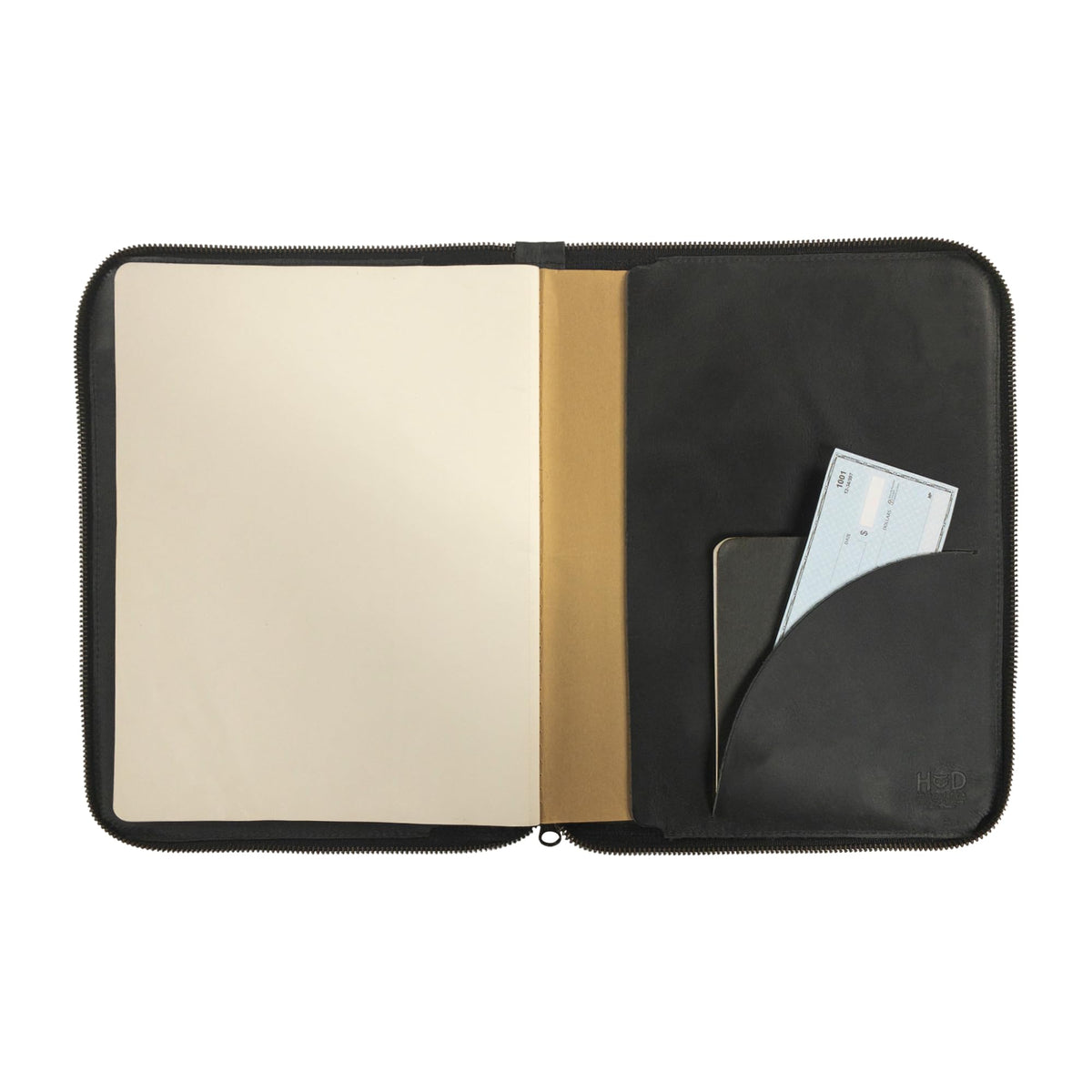 Hide & Drink, Zippered Journal Cover for Moleskine Notebook, XXL Size (8.5 x 11 in. Notebook NOT Included) Full Grain Leather, Handmade, Charcoal Black