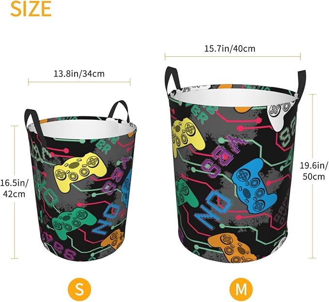 Colorful Game Joysticks Laundry Hamper Bag, Video Game Controller Background