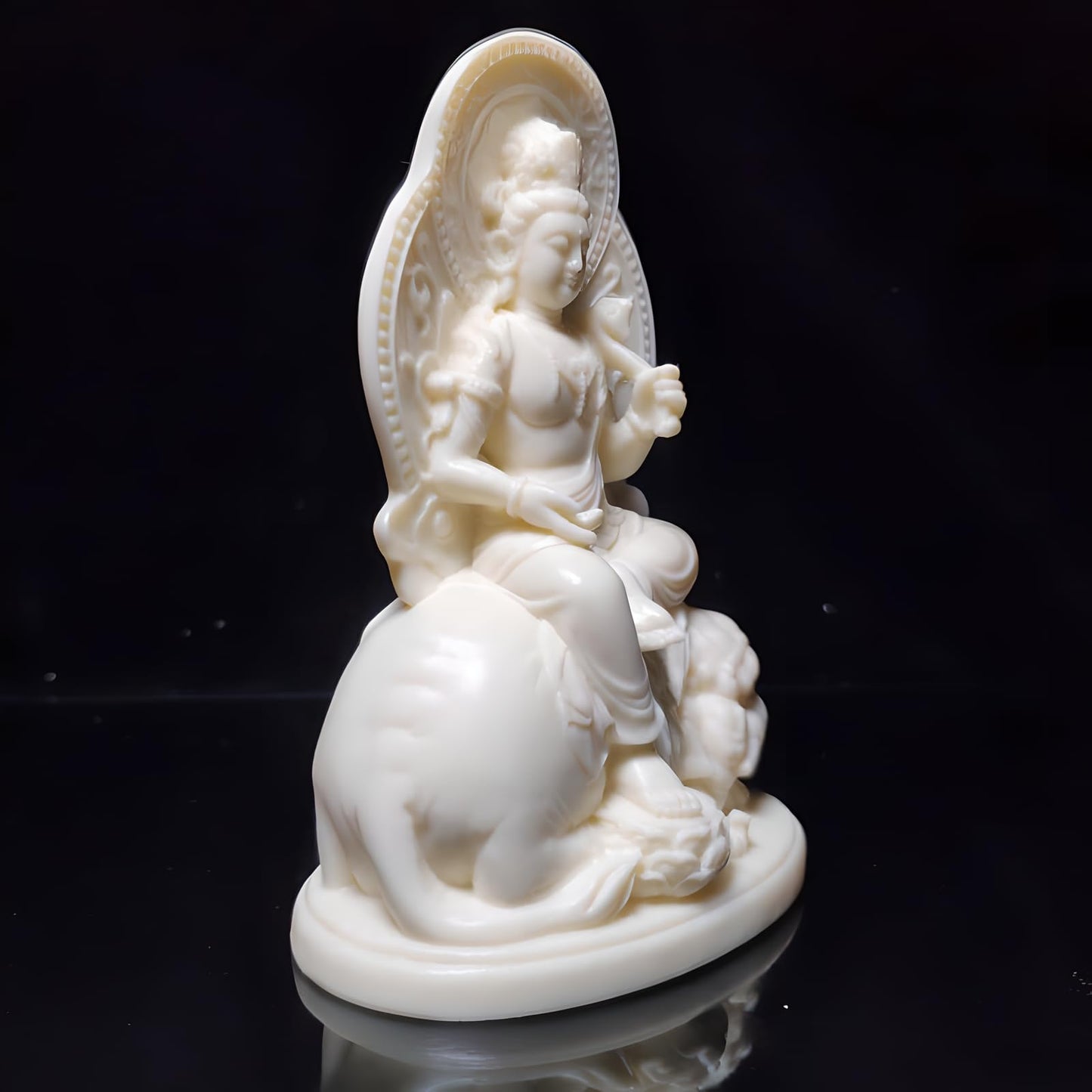Hormsdar Ivory Fruit Samantha Bodhisattva Sculpture for Home Office Car Feng Shui Décor and Thoughtful Zen Ornamnt Gifting