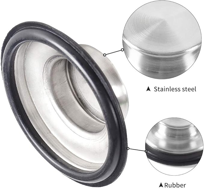 2 PCS Stainless Steel Kitchen Sink Stopper, Large Wide Rim 3.38" Diameter