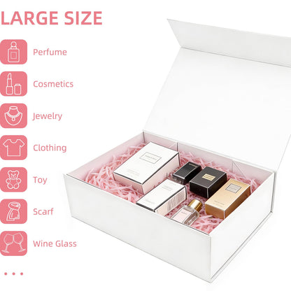 batifine Gift Box, 13x9x3.7 Inch Gift Boxes with Lids for Presents, Magnetic Large Gift Box Bridesmaid Proposal Graduation Birthday Wedding Storage White Boxes (1 Pack)