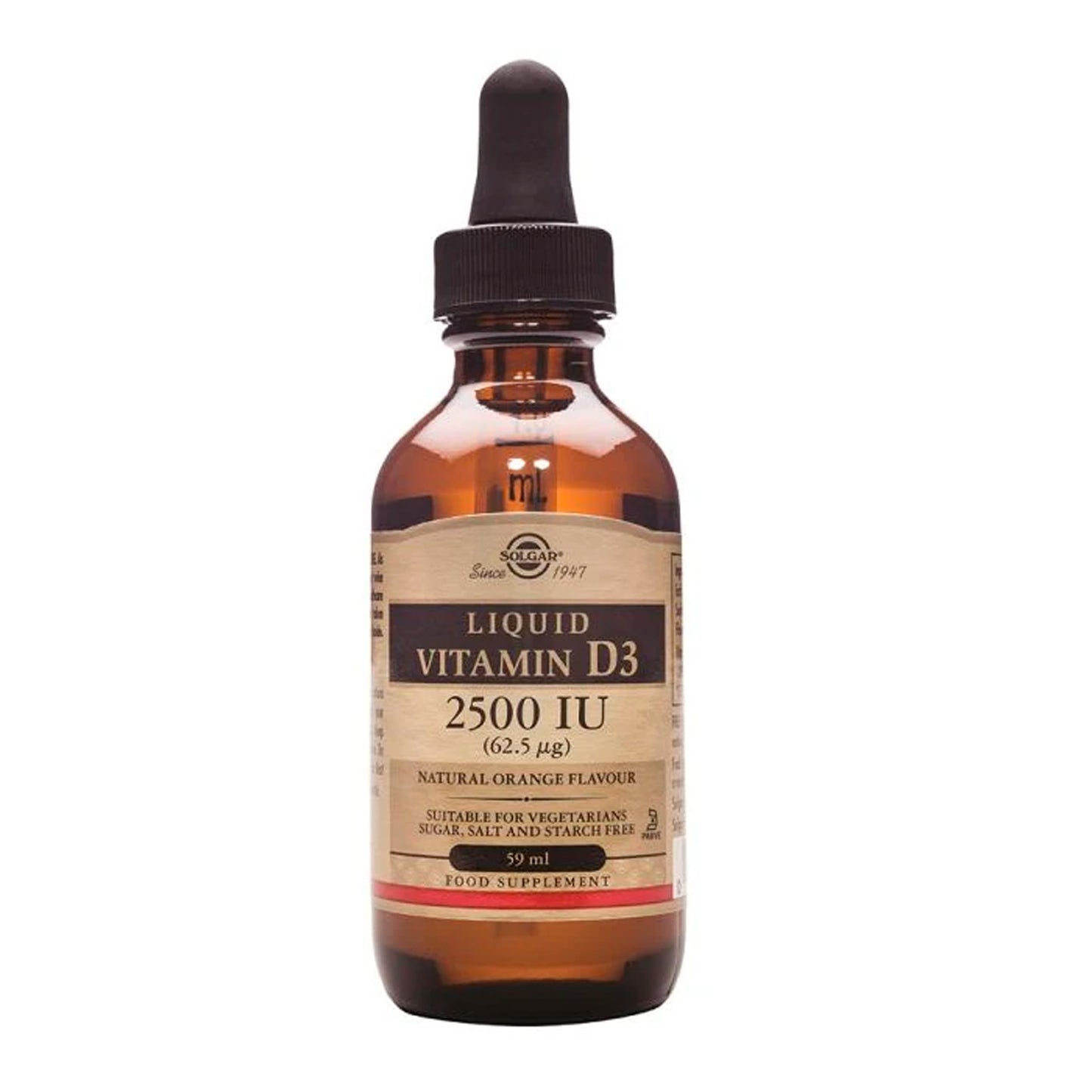Solgar Liquid Vitamin D3 2500 IU (62.5 µg) - Keeps Bones and Teeth Healthy - Supports Immunity - Vegetarian