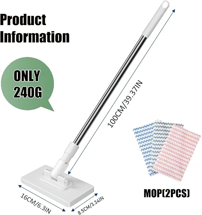 Snap Grip Mini Mop, Clever Zero Touch Cloth Changing Mini Mops, 39 Inch