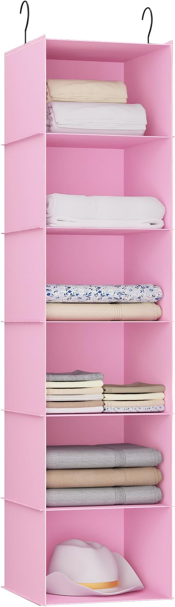 Hanging Closet Organizer, Easy Mount Foldable 6-Shelf Hanging Closet Wardrobe