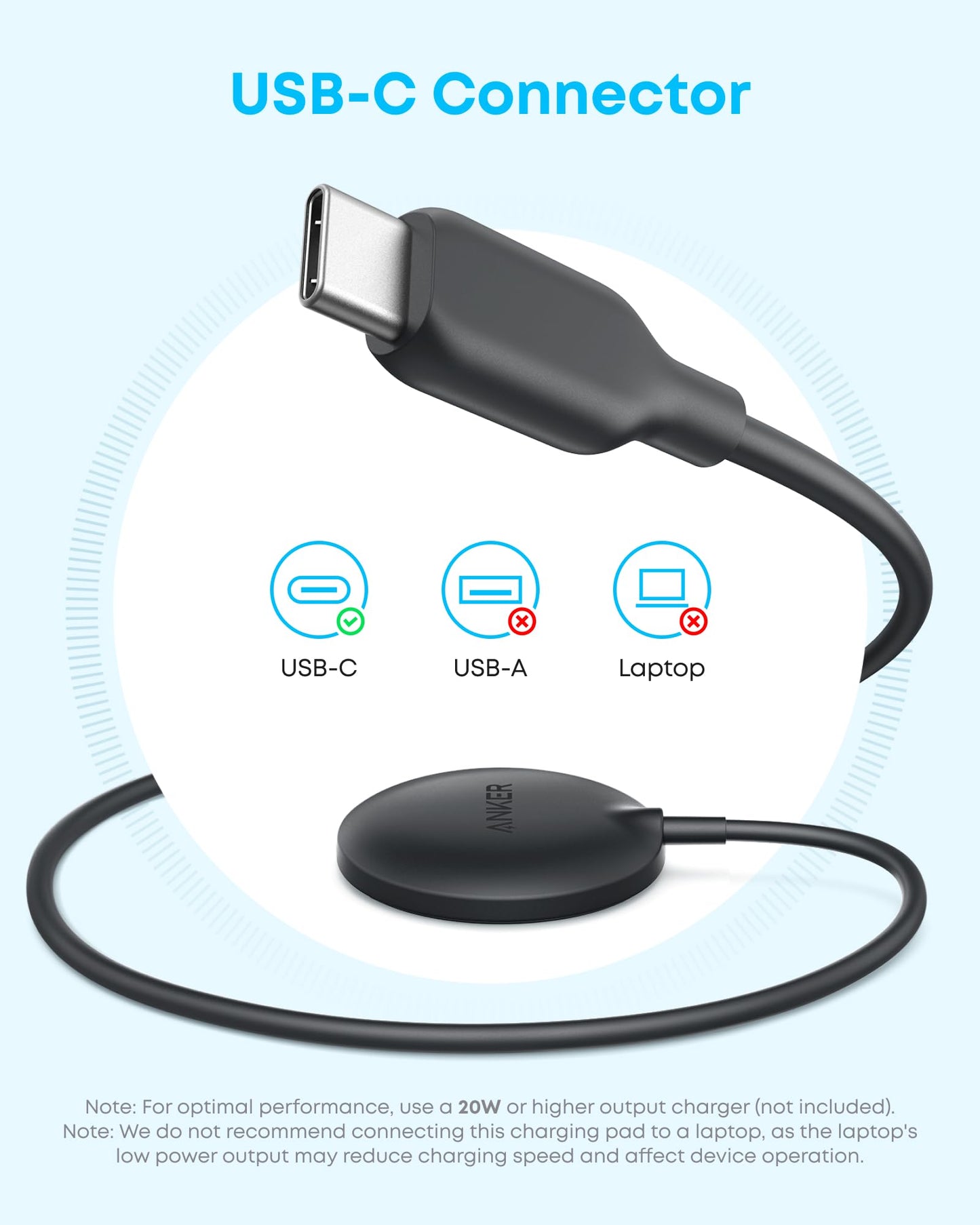 Anker Zolo Magnetic Wireless Charger, Qi2 Certified 15W MagSafe-Compatible Wireless Charging Pad, For iPhone 17/16/15/14 Series, AirPods, and More (Not for Pixel, Adapter Not Included)